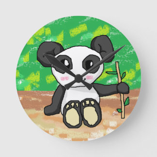 schattige cartoon panda ronde klok