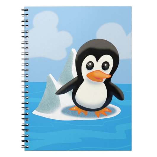 Schattige Cartoon Penguin Notitieboek (Voorkant)