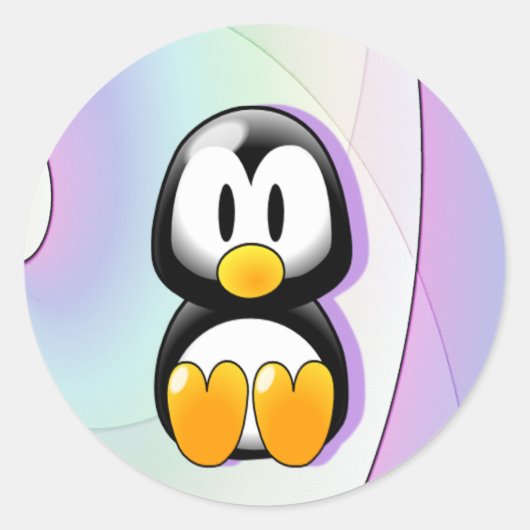 Schattige Cartoon Penguin Ronde Sticker (Voorkant)