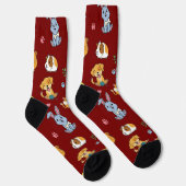 Schattige Cartoon Pet Pattern Sokken (Rechts)
