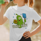 Schattige Cartoon Pickle Wanna Spelen Pickleball T-shirt