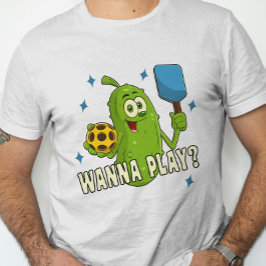 Schattige Cartoon Pickle Wanna Spelen Pickleball T-shirt