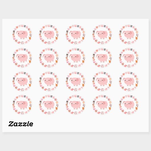Schattige Cartoon Pig Mandala Sticker (Vel)
