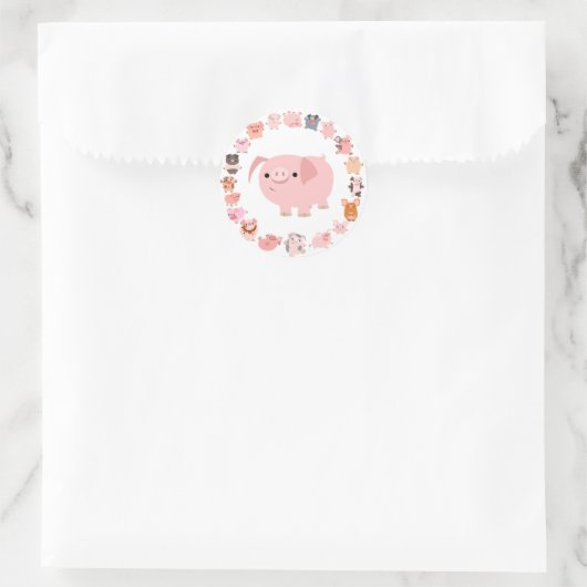 Schattige Cartoon Pig Mandala Sticker (Tas)