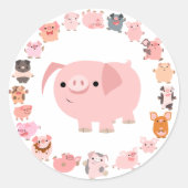 Schattige Cartoon Pig Mandala Sticker (Voorkant)
