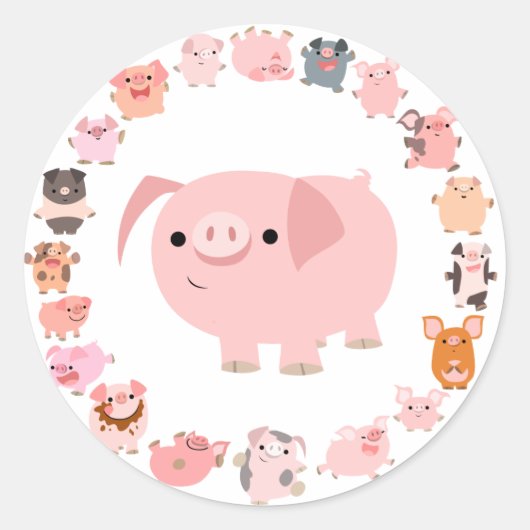 Schattige Cartoon Pig Mandala Sticker (Voorkant)