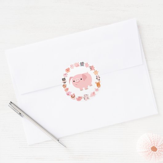 Schattige Cartoon Pig Mandala Sticker (Envelop)