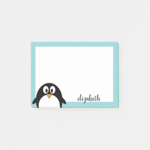 schattige cartoon pinguïn blauwgroen blauw en zwar post-it® notes