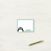 schattige cartoon pinguïn blauwgroen blauw en zwar post-it® notes (Op bureau)
