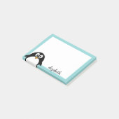 schattige cartoon pinguïn blauwgroen blauw en zwar post-it® notes (Schuin)