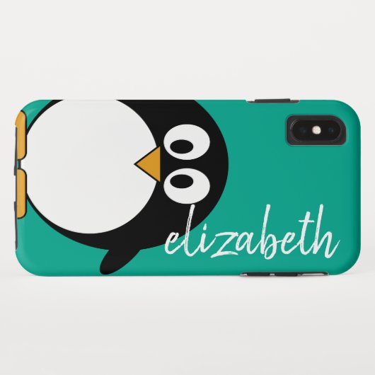 schattige cartoon pinguin emerald handgeschreven l Case-Mate iPhone case (Achterkant (horizontaal))
