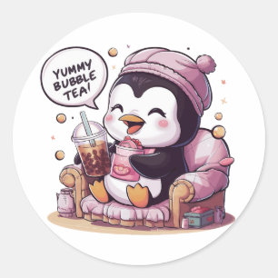 Schattige Cartoon Pinguïn: Gezellig, Kawaii Vibes Ronde Sticker