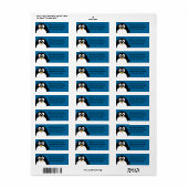 schattige cartoon pinguïn met blauwe achtergrond etiket (Full Sheet)