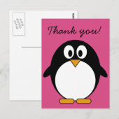 schattige cartoon pinguïn met roze achtergrond briefkaart (Voorkant / Achterkant)