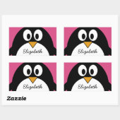 schattige cartoon pinguïn met roze achtergrond rechthoekige sticker (Vel)