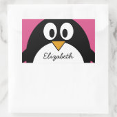 schattige cartoon pinguïn met roze achtergrond rechthoekige sticker (Tas)