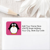 schattige cartoon pinguïn roze en zwart etiket (Insitu)
