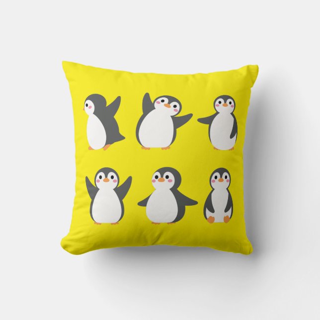 Schattige Cartoon Pinguïns Kussen (Voorkant)