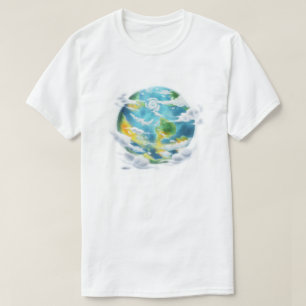 Schattige Cartoon Planeet Aarde Eco-Vriendelijk T-shirt
