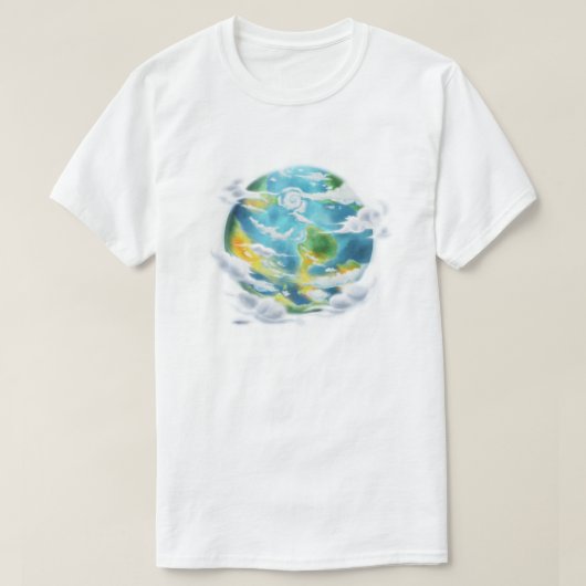 Schattige Cartoon Planeet Aarde Eco-Vriendelijk T-shirt (Design voorkant)