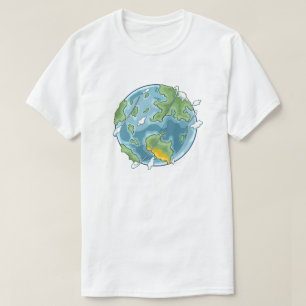 Schattige Cartoon Planeet Aarde Eco-Vriendelijke I T-shirt