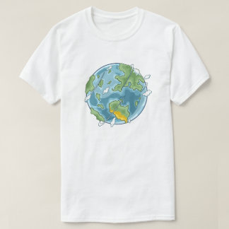 Schattige Cartoon Planeet Aarde Eco-Vriendelijke I T-shirt
