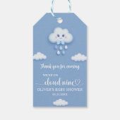 Schattige cartoon pluizig wit wolk negen blauw jon cadeaulabel (Achterkant)