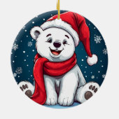 Schattige Cartoon Polar Beer in Santa Hat Keramisch Ornament (Achterkant)