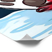 Schattige Cartoon Polar Beer in Santa Hat Poster (Hoek)