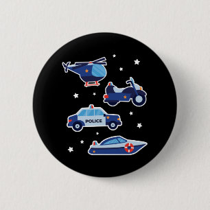 Schattige Cartoon Politie Voertuigen Ronde Button 5,7 Cm