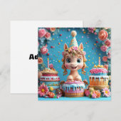 Schattige Cartoon Pony viert verjaardag Kaart (Voorkant / Achterkant)