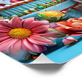 Schattige Cartoon Pony viert verjaardag Perfect Poster (Hoek)