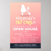 Schattige Cartoon Poodle Dog Pet Shop Open House Poster (Voorkant)