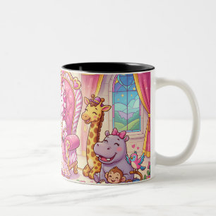 Schattige Cartoon Prinses Zebra Tweekleurige Koffiemok