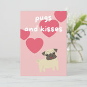 schattige cartoon pug hond kinderen valentijnsdag feestdagenkaart (Staand voorkant)