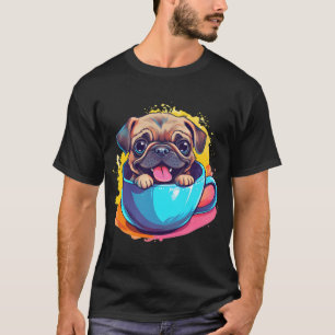 Schattige Cartoon Puggond in Eenhoorn Kostuum T-shirt