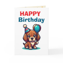 Schattige Cartoon Puppie Hond Verjaardagskaart - M