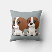 Schattige Cartoon Puppies zitten samen Kussen (Achterkant)