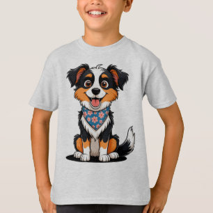 Schattige Cartoon Puppy Met Bloemen Sjaal T-shirt