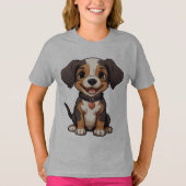 Schattige Cartoon puppy met een blije expressie T-shirt (Voorkant)