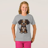 Schattige Cartoon puppy met een blije expressie T-shirt (Voorkant volledig)