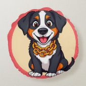 Schattige Cartoon Puppy Rond Kussen (Achterkant)