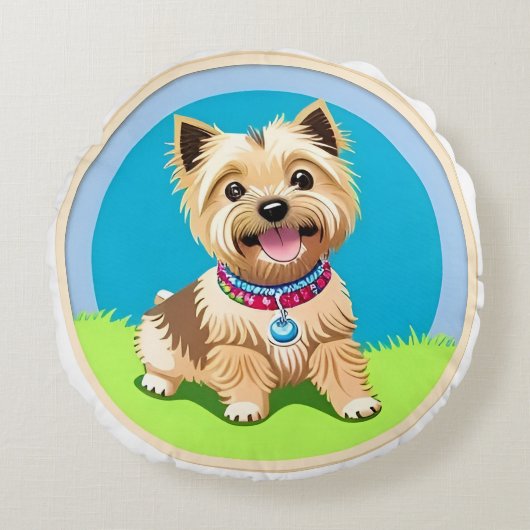 Schattige Cartoon puppy Rond Kussen (Voorkant)