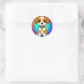 Schattige Cartoon puppy Ronde Sticker (Tas)