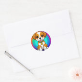 Schattige Cartoon puppy Ronde Sticker (Envelop)