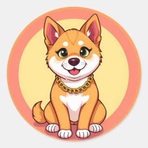 Schattige Cartoon Puppy Ronde Sticker