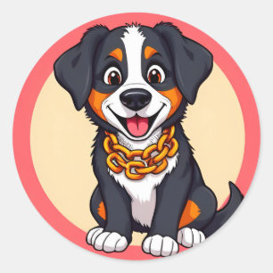 Schattige Cartoon Puppy Ronde Sticker