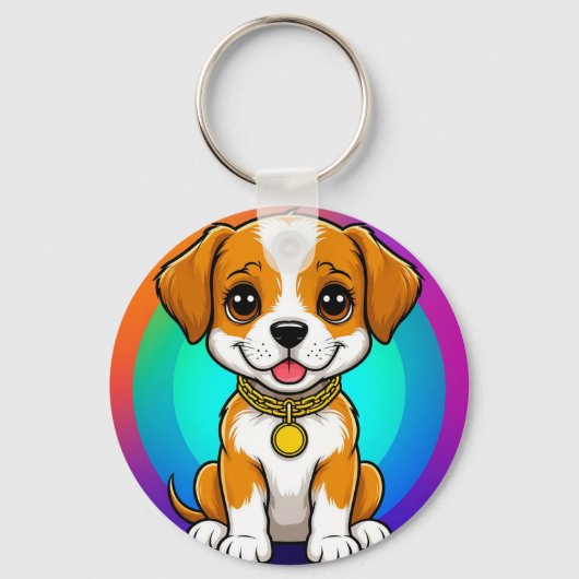 Schattige Cartoon Puppy Sleutelhanger (Voorkant)