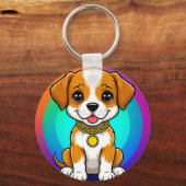 Schattige Cartoon Puppy Sleutelhanger (Achterkant)