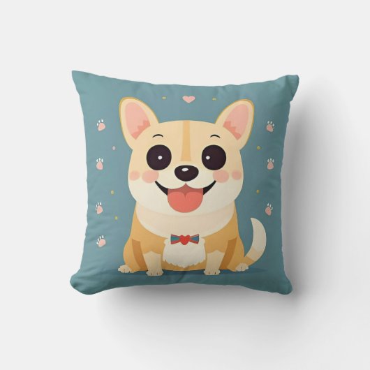 Schattige Cartoon Puppy speelse huisdier Kussen (Voorkant)